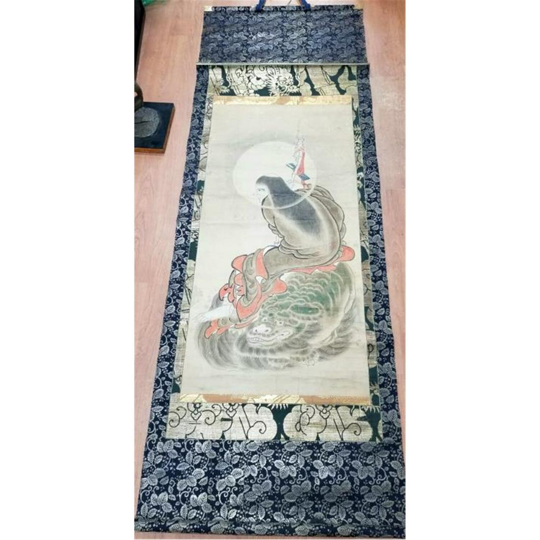 Antique Japanese Hand Painted Hanging Scroll. (1 of 6)