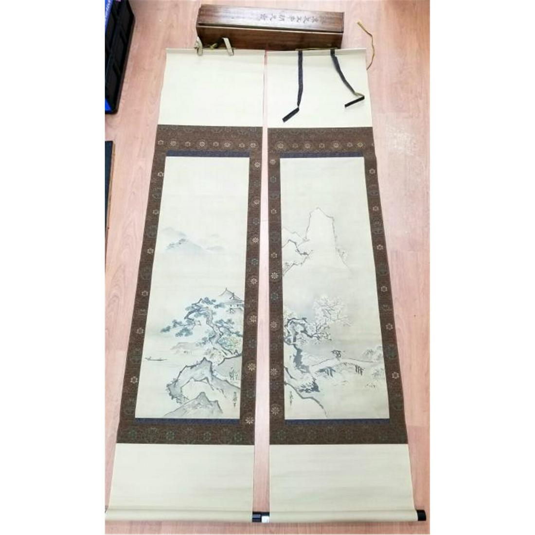 Pair of Signed Antique Chinese/Japanese Scrolls (1 of 6)