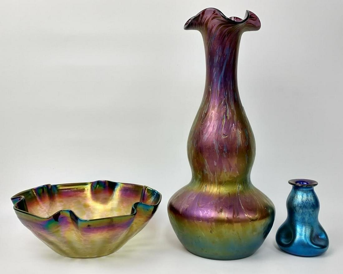 3 Antique Loetz  Art Glass Items (1 of 4)