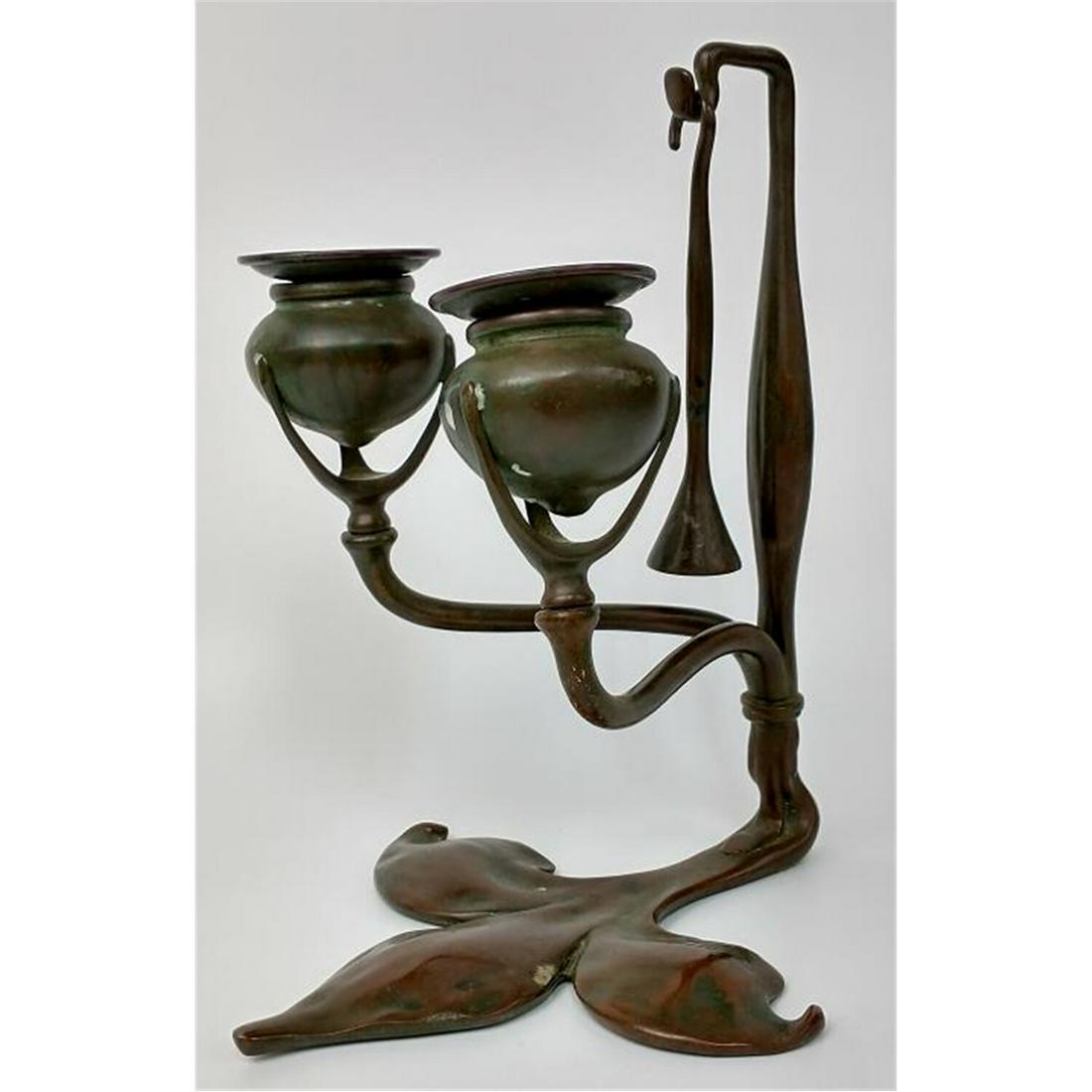 Tiffany Studios, NY Bronze Candlestick and Snuffer (1 of 6)