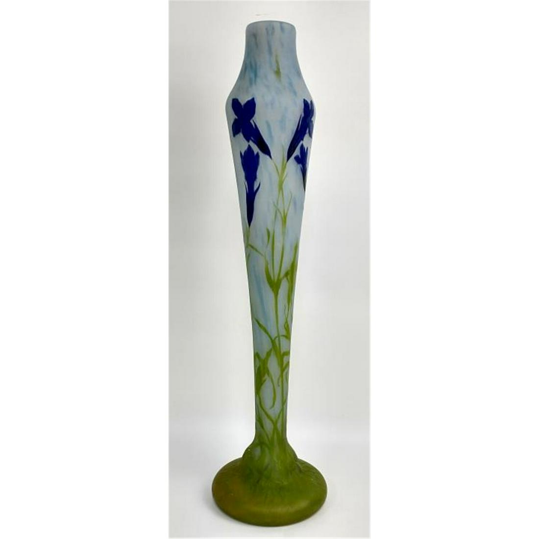 Very Tall Daum Nancy Padded Cameo Glass Vase (1 of 3)