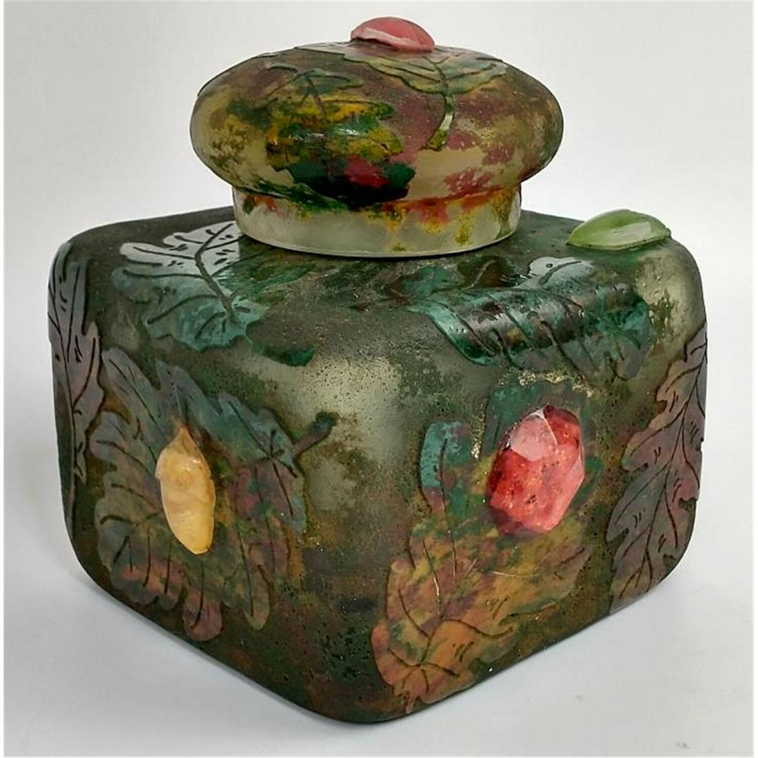 Rare Daum Nancy Cameo Glass Inkwell, Circa 1900. (1 of 5)