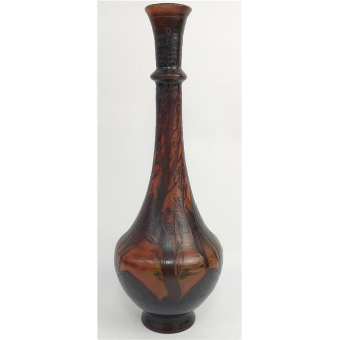 Galle Carved Cameo Glass Vase with Trees and Swans (1 of 7)