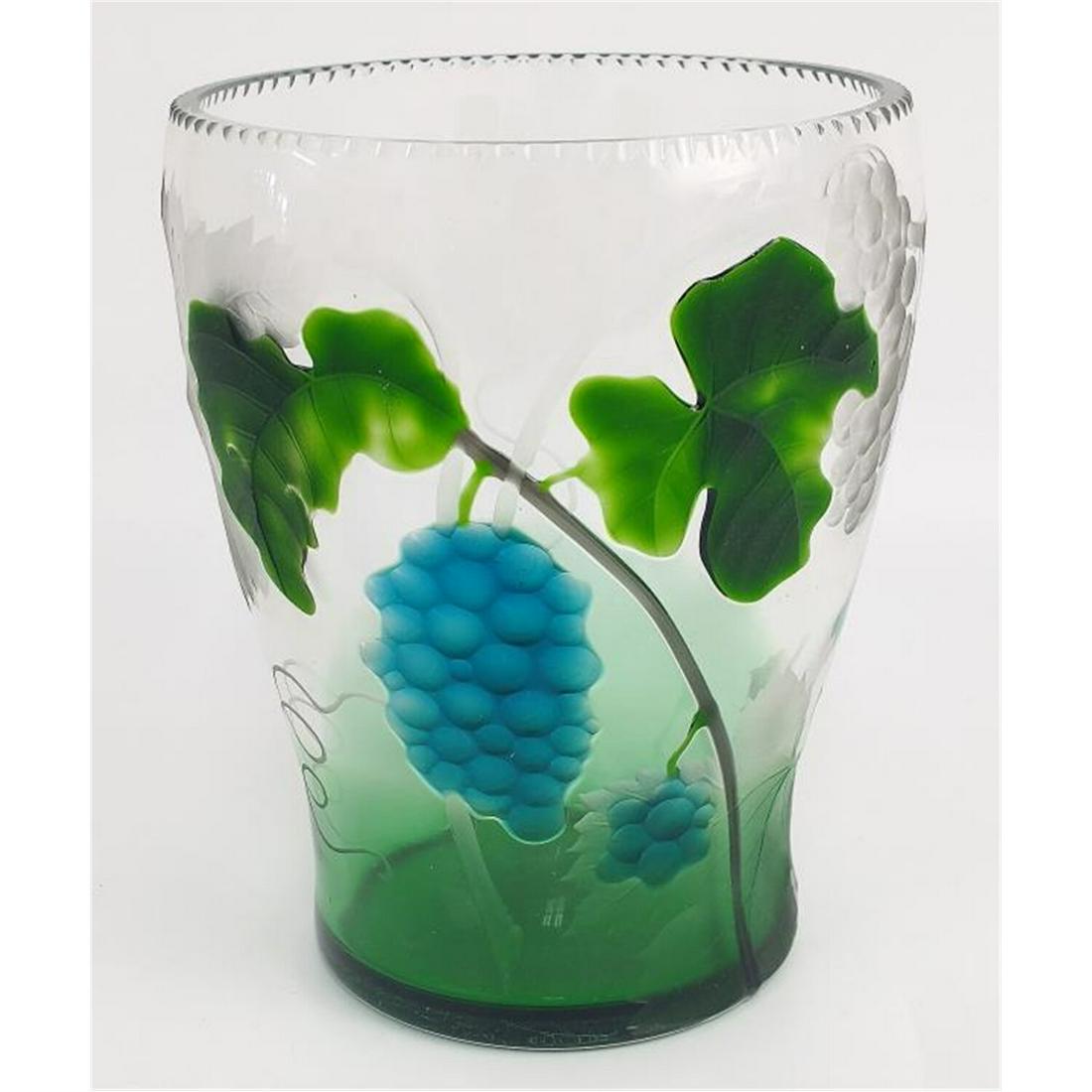 Rare Moser Marquetry and Carved Art Glass Vase, (1 of 5)