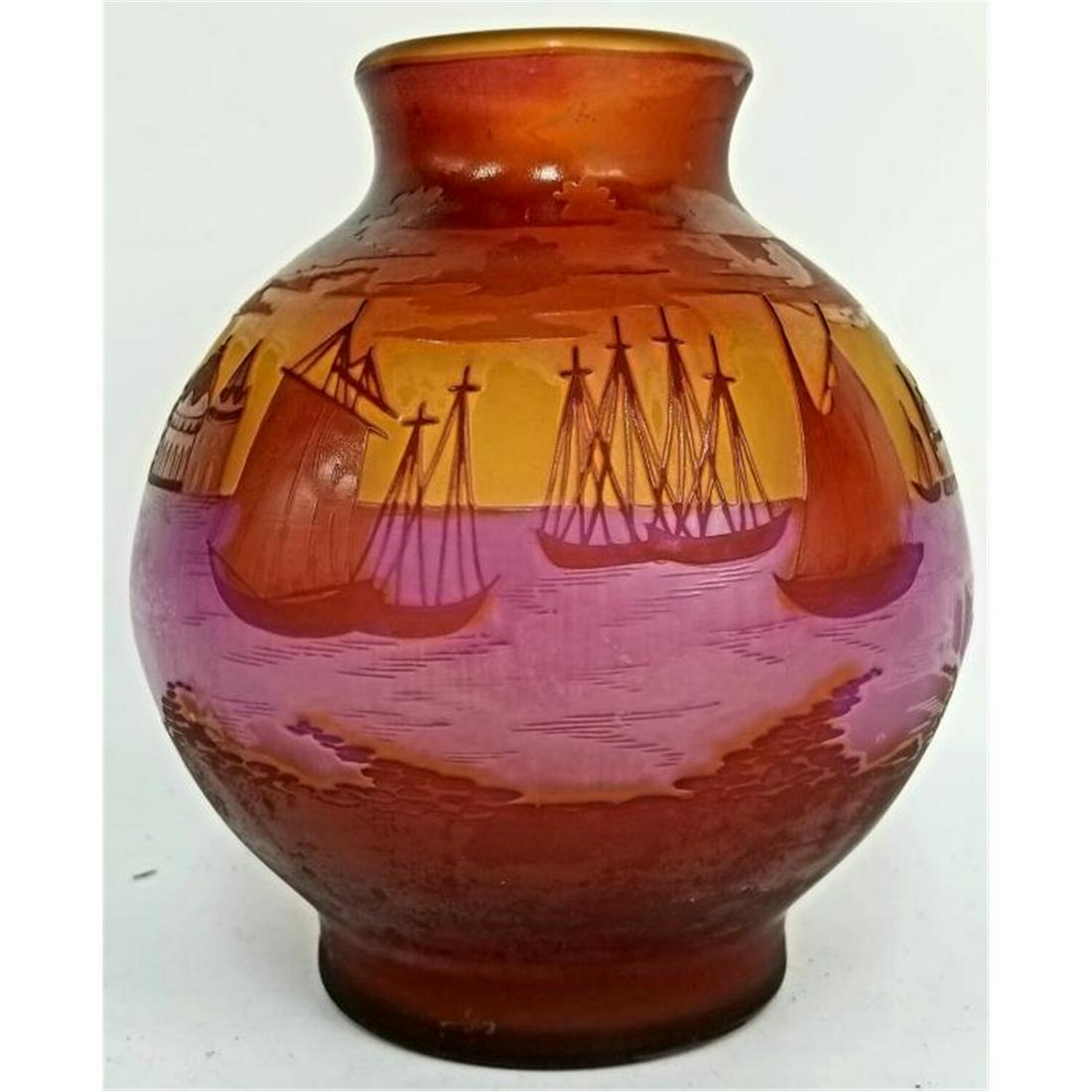 Cameo Glass Vase Attributed, Muller Fres Luneville (1 of 4)