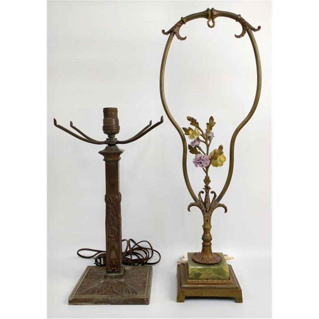 2 Antique Metal Lamp Bases. (1 of 6)