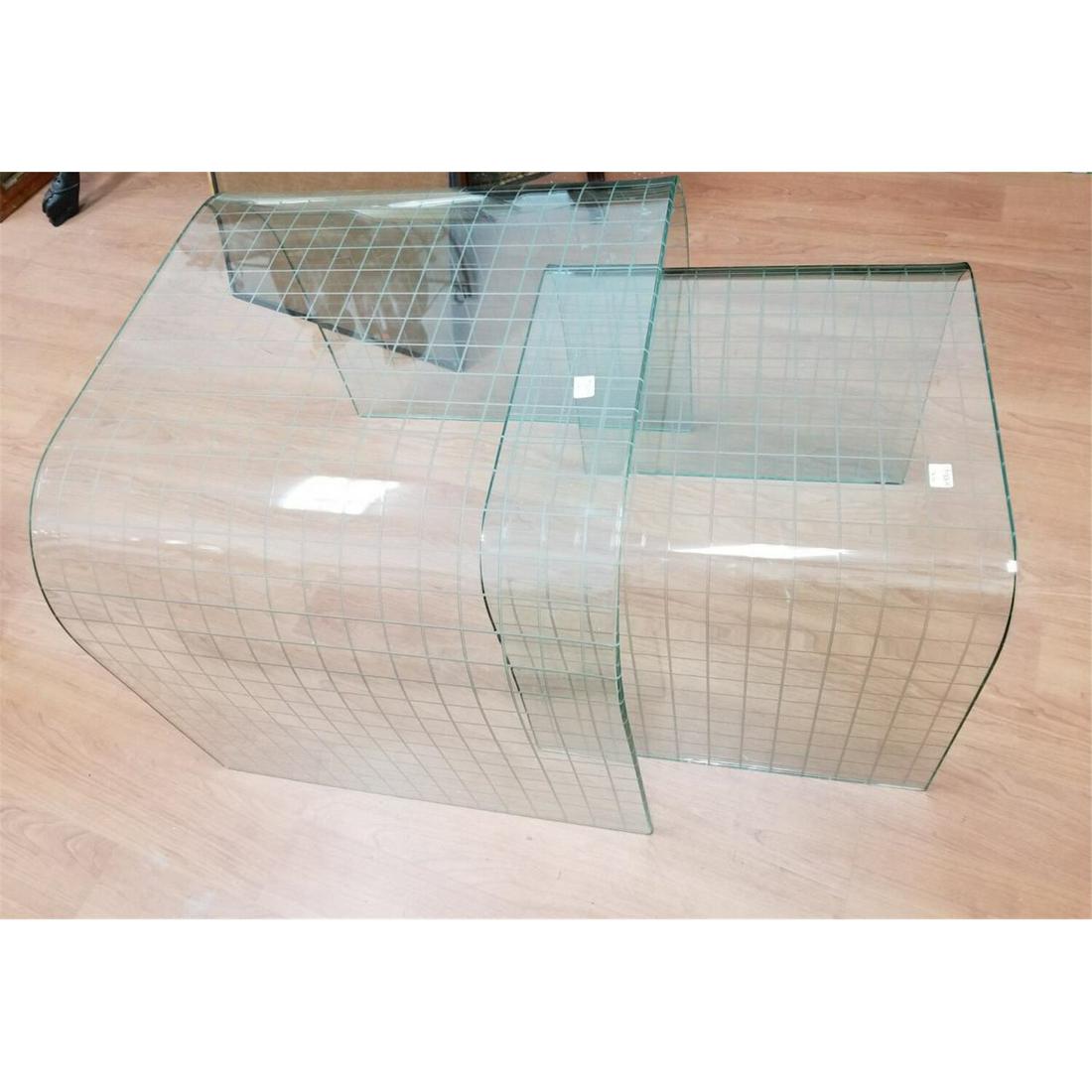 Rare Pair Mid C Modern "Pace" Etched Glass Tables. (1 of 5)
