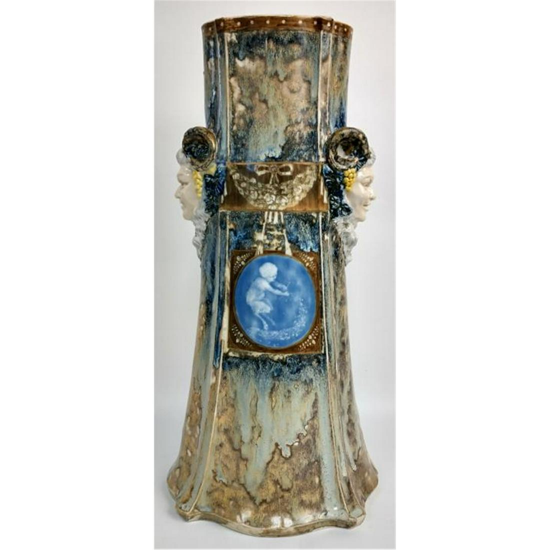 Large Porcelain Pate-sur-Pate Vase, Taxile Doat. (1 of 8)