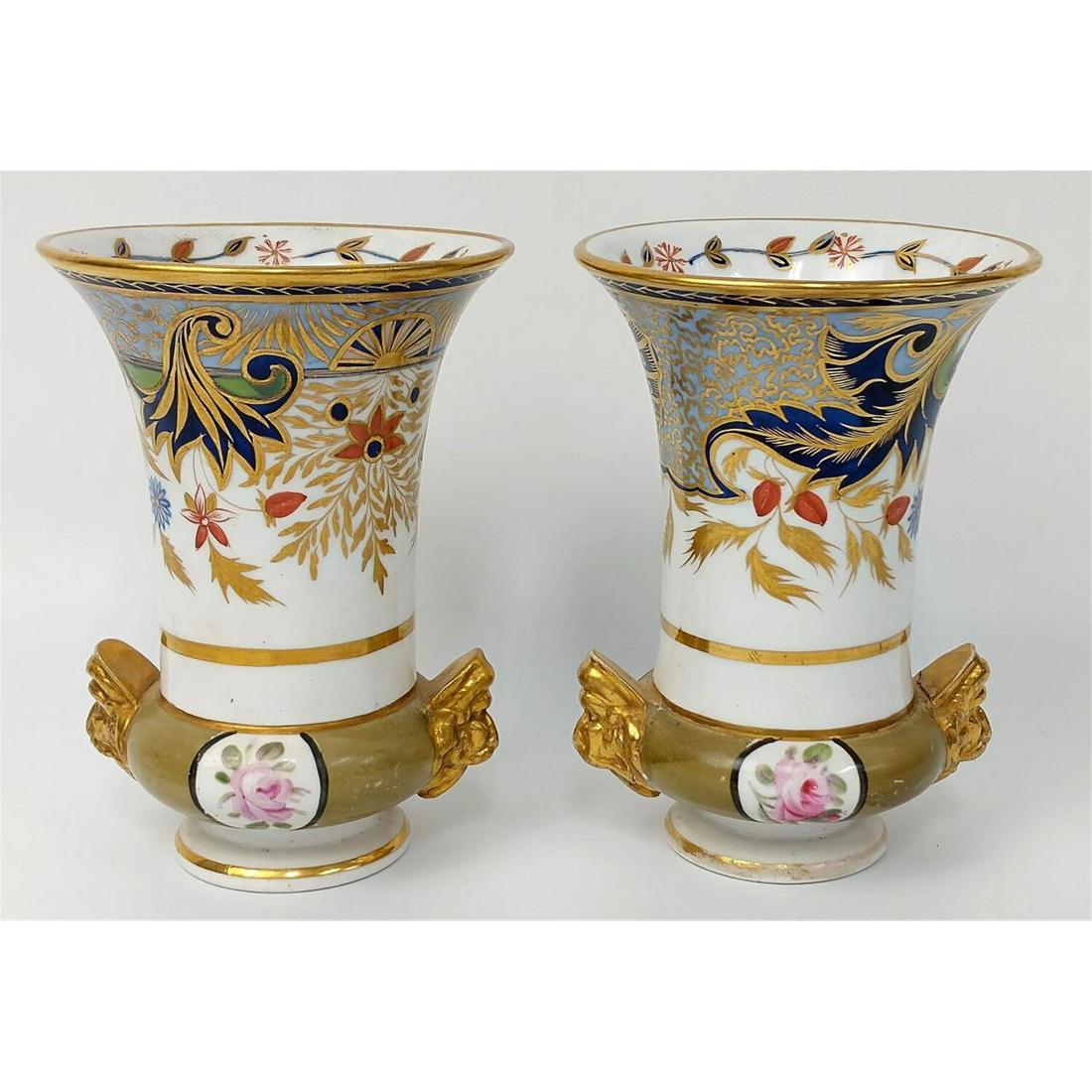 Antique Pair Spode English Porcelain Vases, C 1800 (1 of 5)