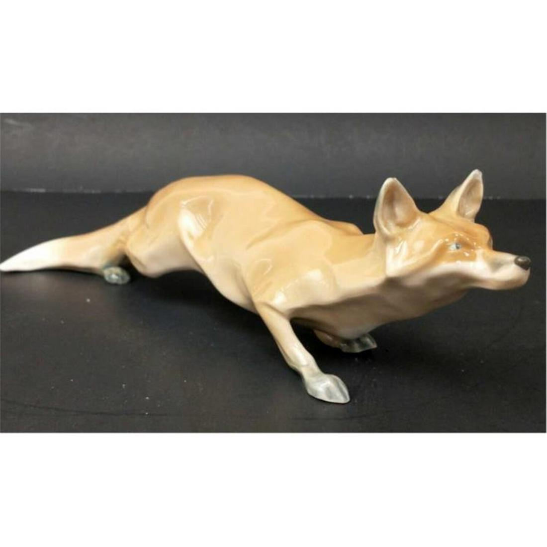 Meissen 19thC Rare Porcelain Figure of a Fox: Meissen 19thC Rare Porcelain Figure of a Fox. Condition: Generally Good Condition. 1 Chip Under the Left Front Foot & Minor Chip on the Left Ear. Dimensions: L-9.5". Provenance: From a Long Island, NY