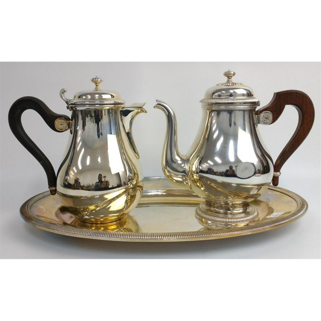 Christofle, France Lot of 2 Coffeepots & 1 Tray (1 of 4)