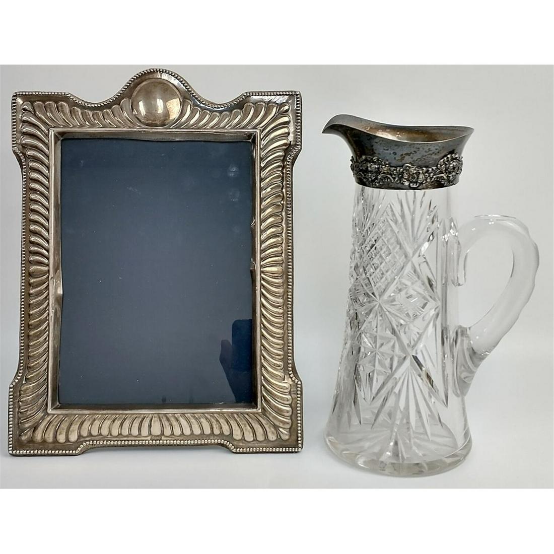 Gorham Sterling Silver Mounted Cut Glass Pitcher (1 of 4)