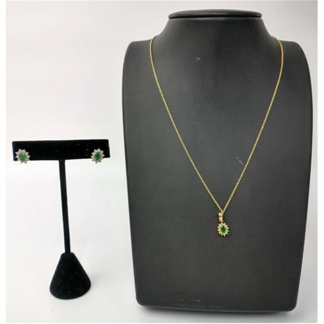 Antique Jewelry Set of 14K Gold, Diamond & Emerald (1 of 4)