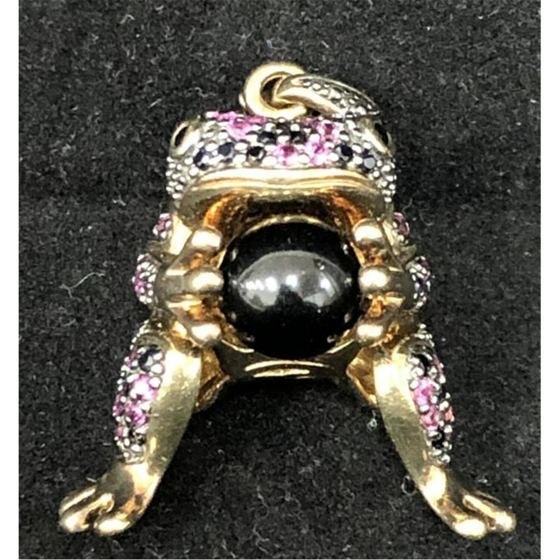 Interesting Sterling Silver Gilt Frog Pendant (1 of 5)