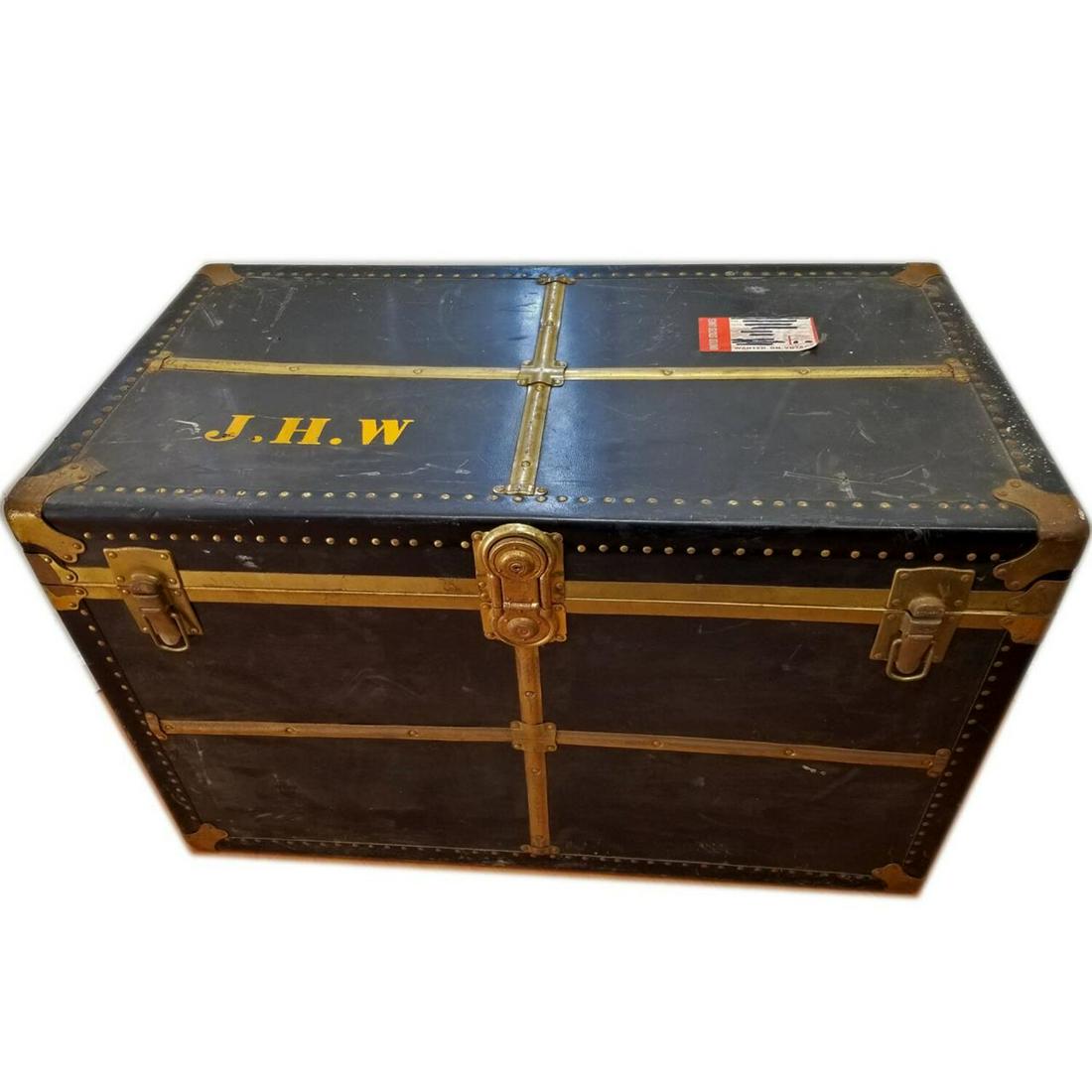 Antique Black Steamer Trunk (1 of 4)
