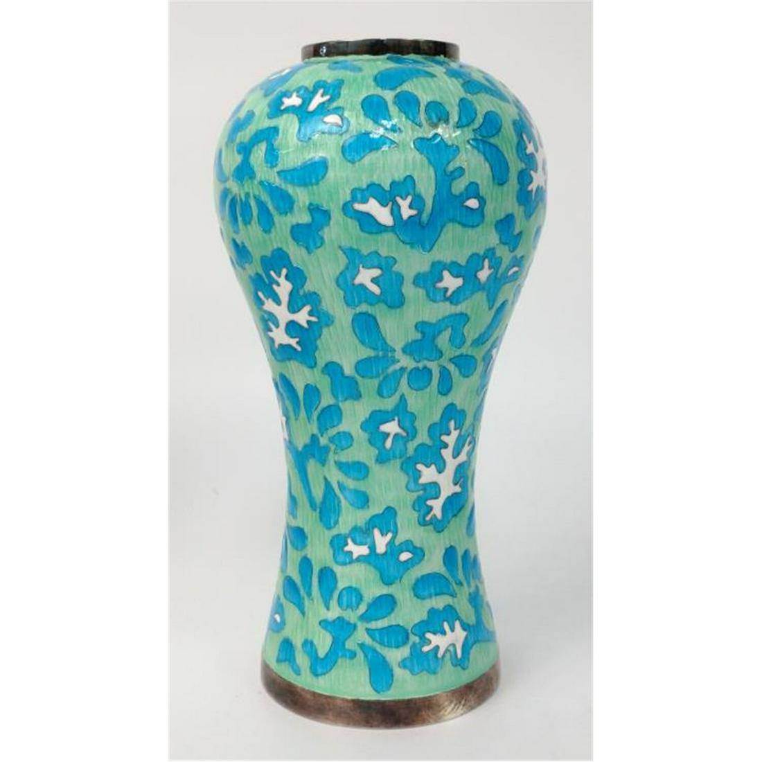 Korean Sterling Silver and Champleve Enamel Vase (1 of 6)