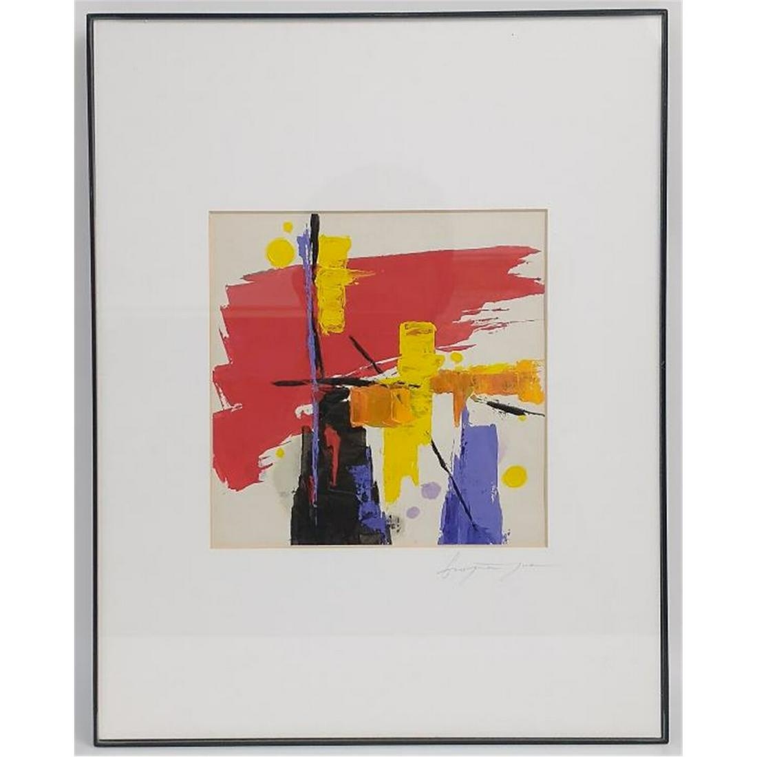 Painting Oil on Paper by Yuan Guo Jian, Chinese: Painting Oil on Paper by Yuan Guo Jian, Chinese (Born 1953) Signed Lower Right on the Mat.Condition: Very GoodDimensions: Sight-6.5" x 6.5". Frame-14" x 11".Provenance: From a Long Island, NY Home. Pl