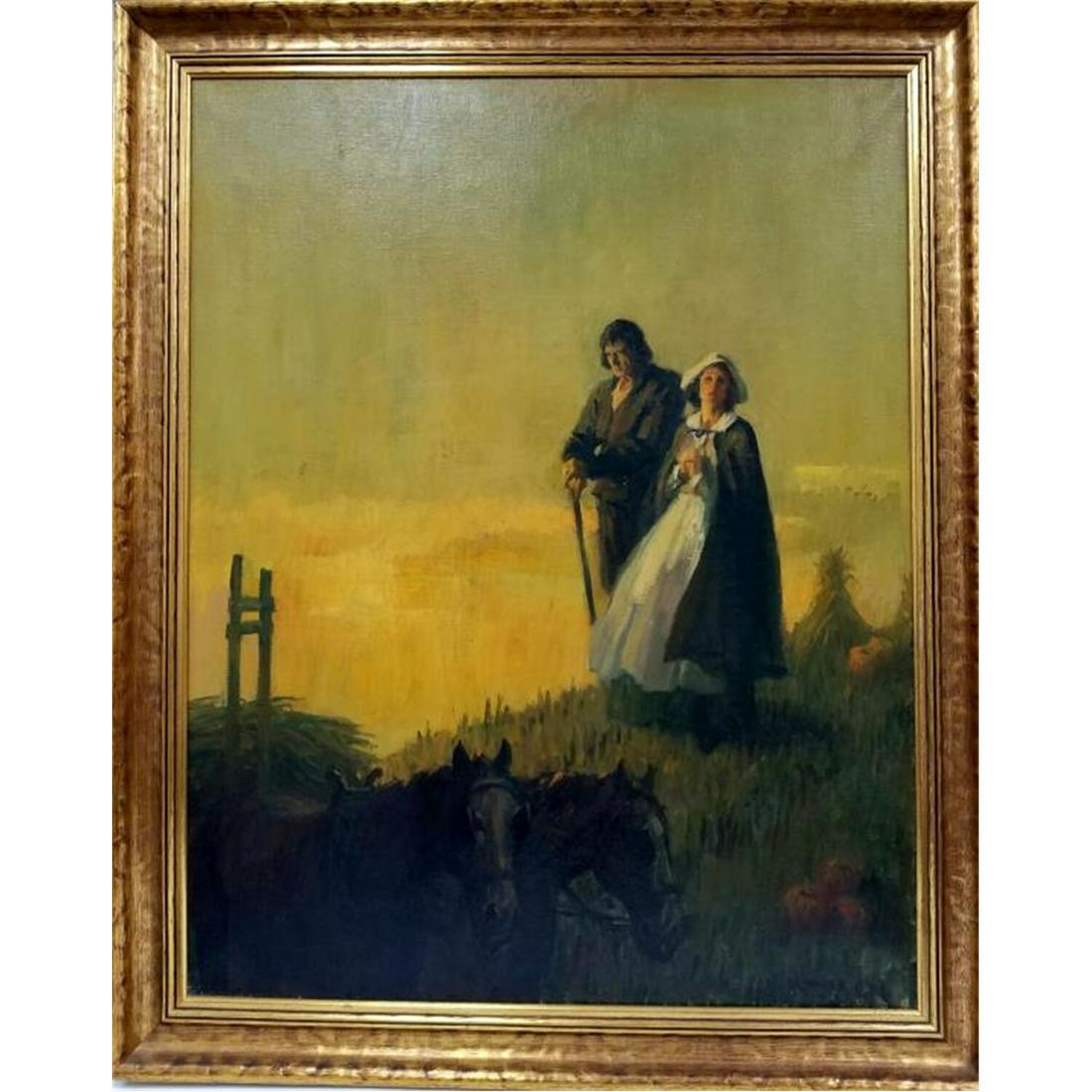 Illustration Painting Oil on Canvas By Lu Kimmel.: Exceptional Large Illustration Painting Oil on Canvas by Lu Kimmel, American (1905-1973). In Original Frame. Signed Lower Right.Condition: Generally Very Good Condition.Dimensions: Sight-38" x 30", Fr
