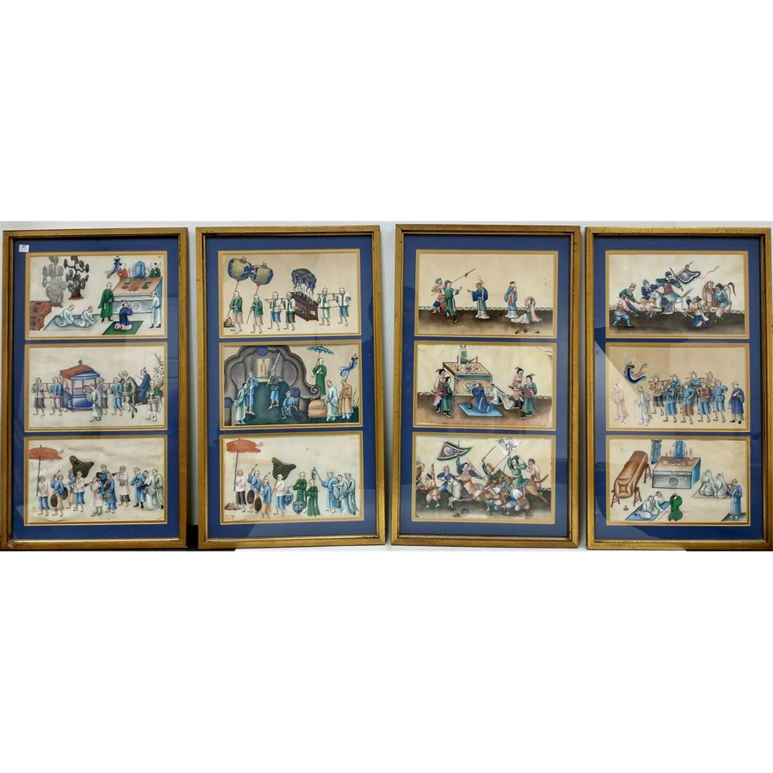 12 Rare Antique Chinese Paintings on Rice Paper. (1 of 8)