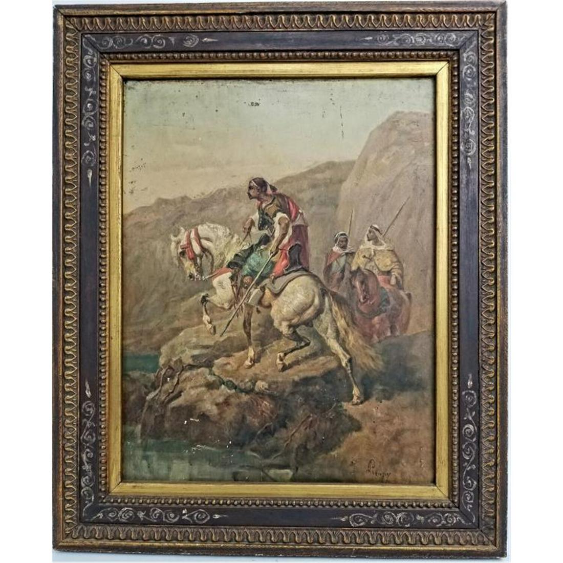 Antique French Painting, Oil on Board (1 of 7)