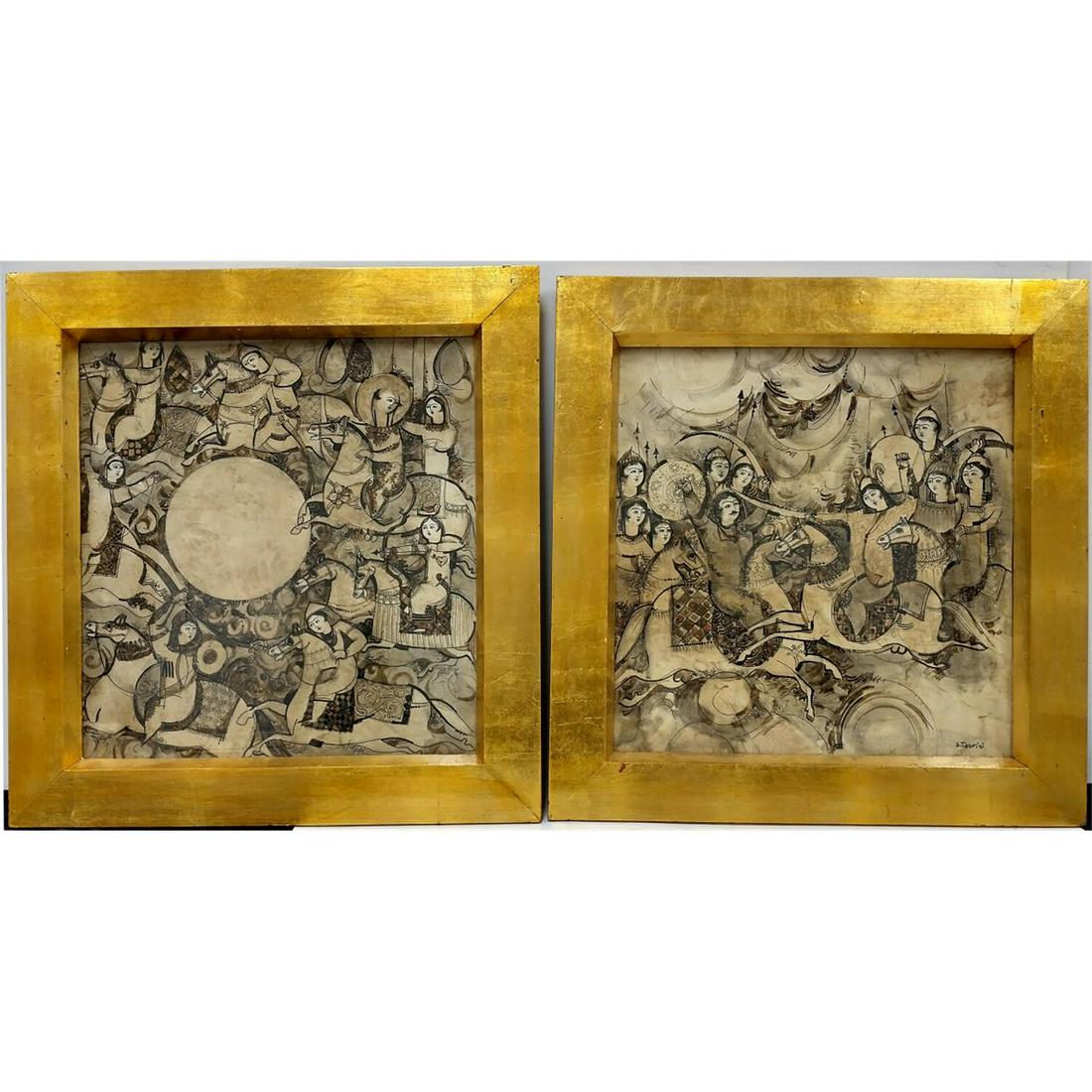 Exceptional Pair of Paintings by Sadegh Tabrizi. (1 of 9)