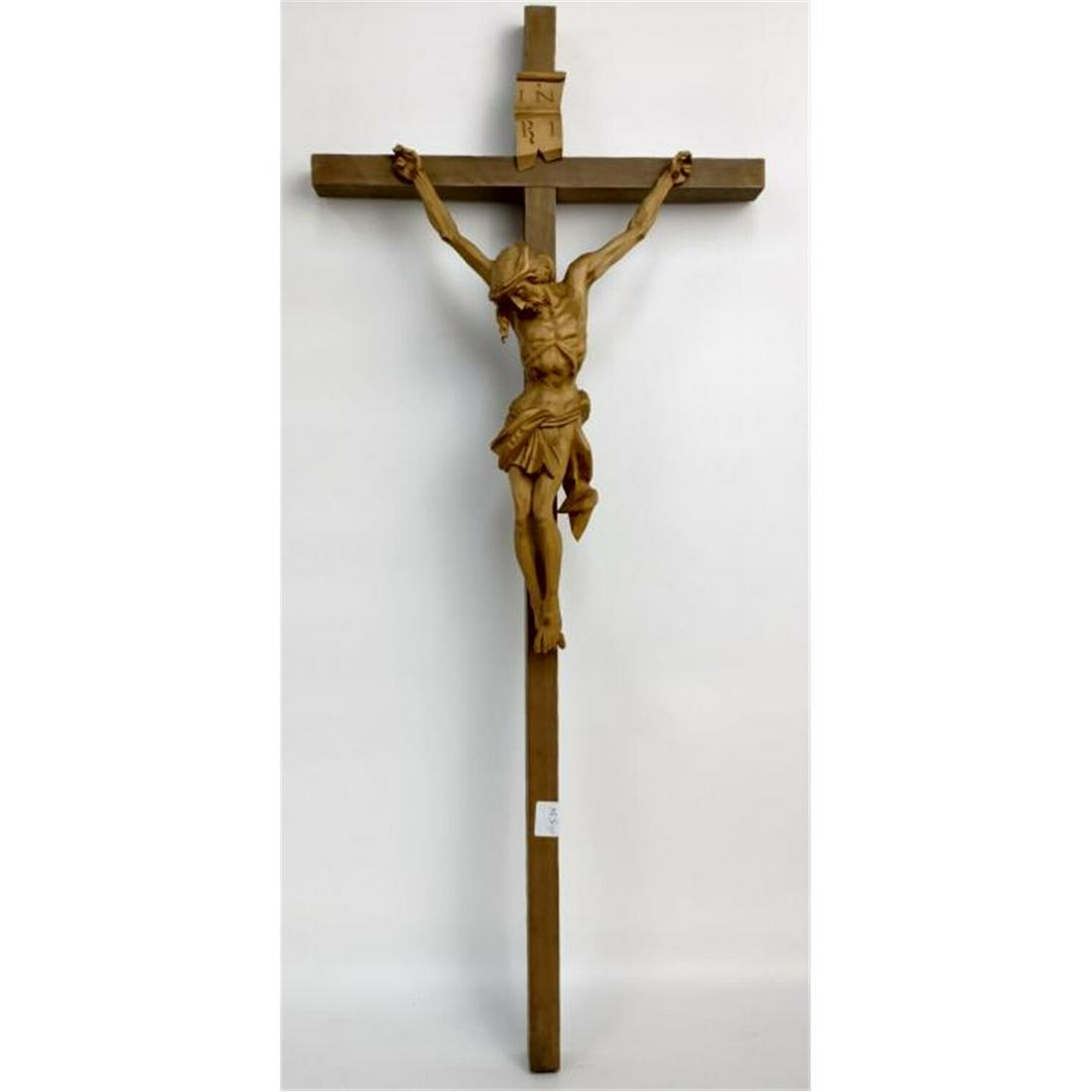 Beautiful Carved Wood Statue of Christ on Cross (1 of 4)