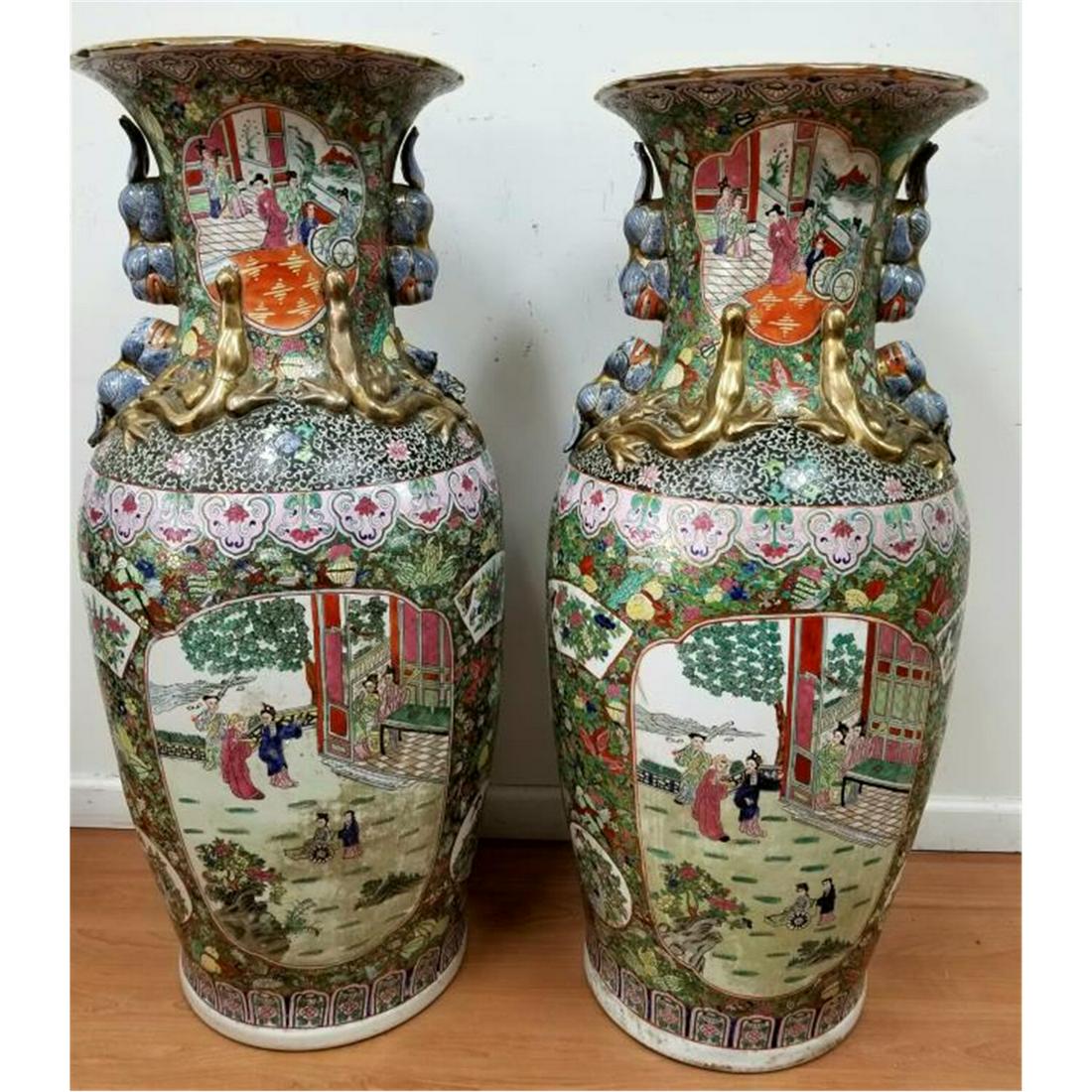 Very Large Pair of Chinese Signed Porcelain Vases (1 of 10)