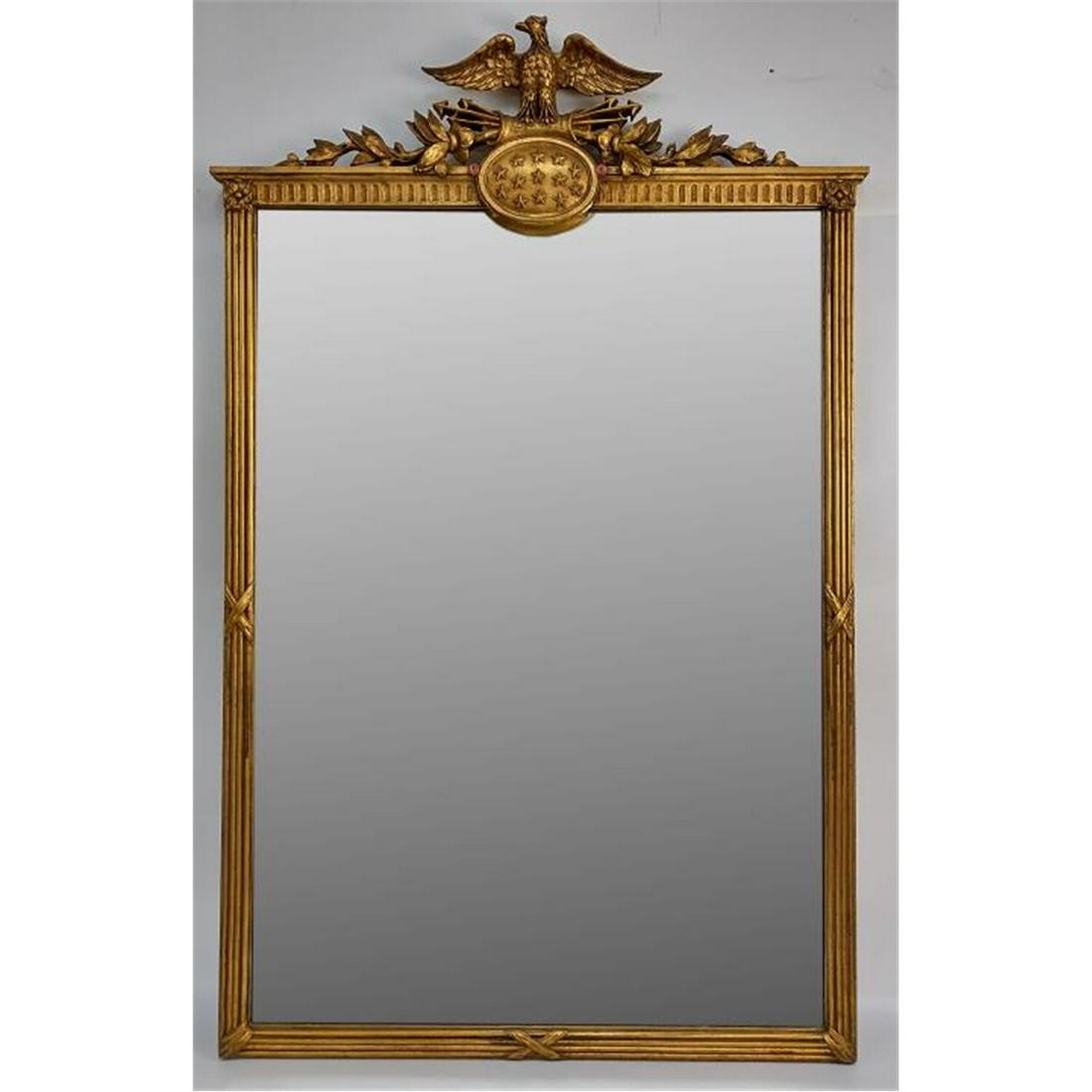 Antique Carved Wood Mirror w/ American Eagle (1 of 3)