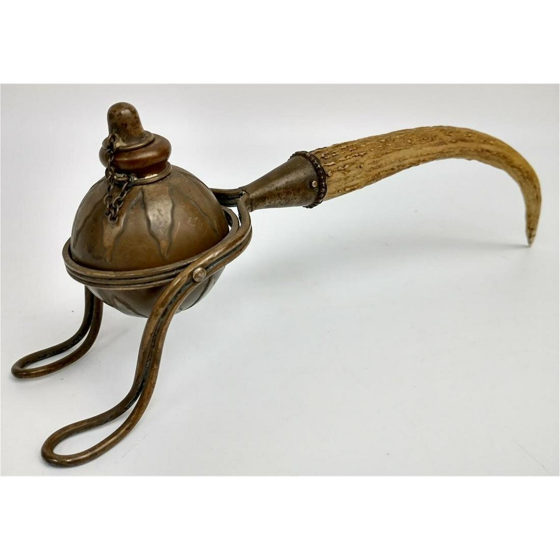 19th C Oil Lamp or Cigar Lighter w/ Stag Horn Handle (1 of 4)