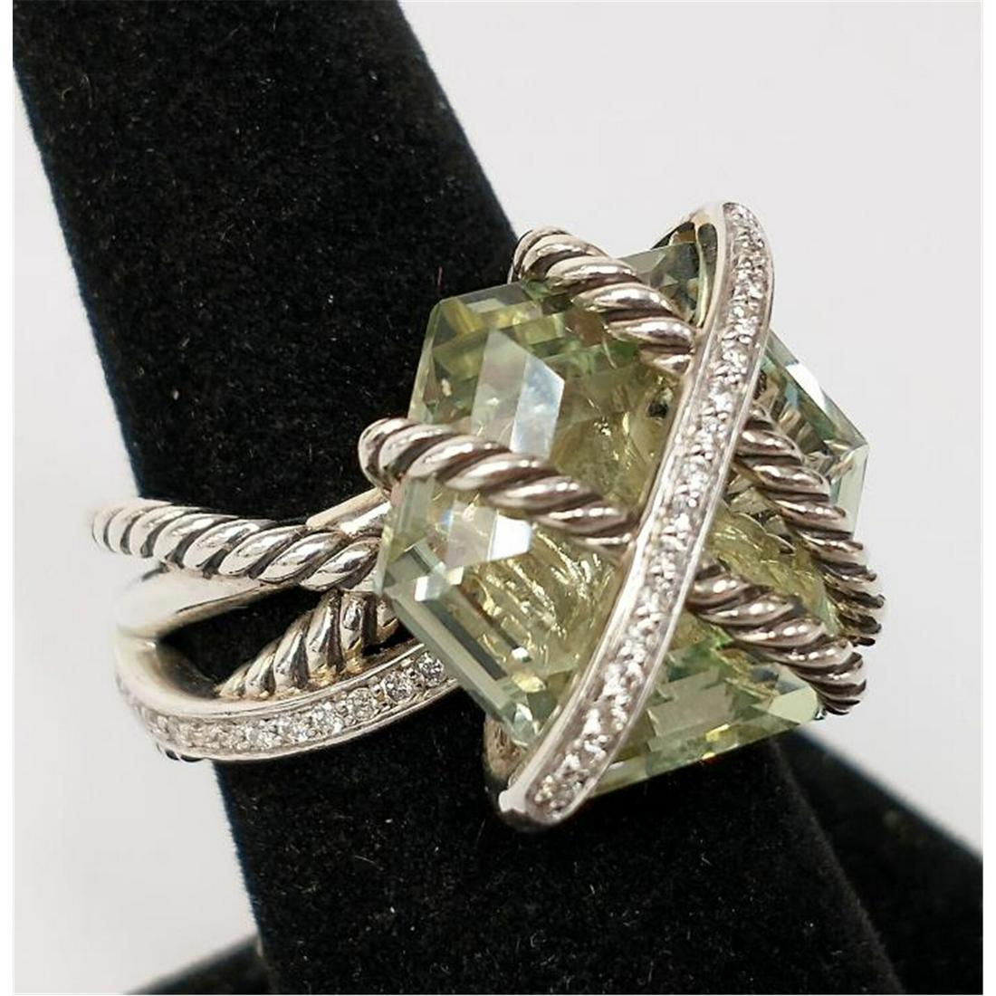 Sterling Silver David Yurman Ring w/ Diamonds (1 of 4)