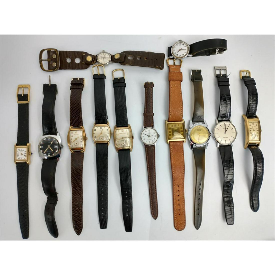 Lot of 12 Vintage Watches: Lot of 12 Vintage Watches, Including Geneva Electra, Buluva, Timex, Etc. Many are Swiss Made. Condition: Generally Good Condition. As Found. Provenance: From a Long Island, NY Estate. Please note the 