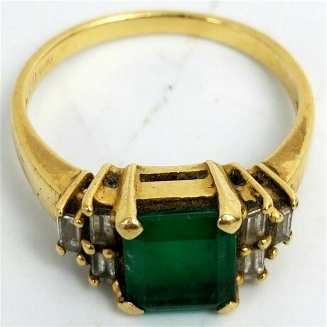 18K Gold Diamond & Emerald Ring. (1 of 3)