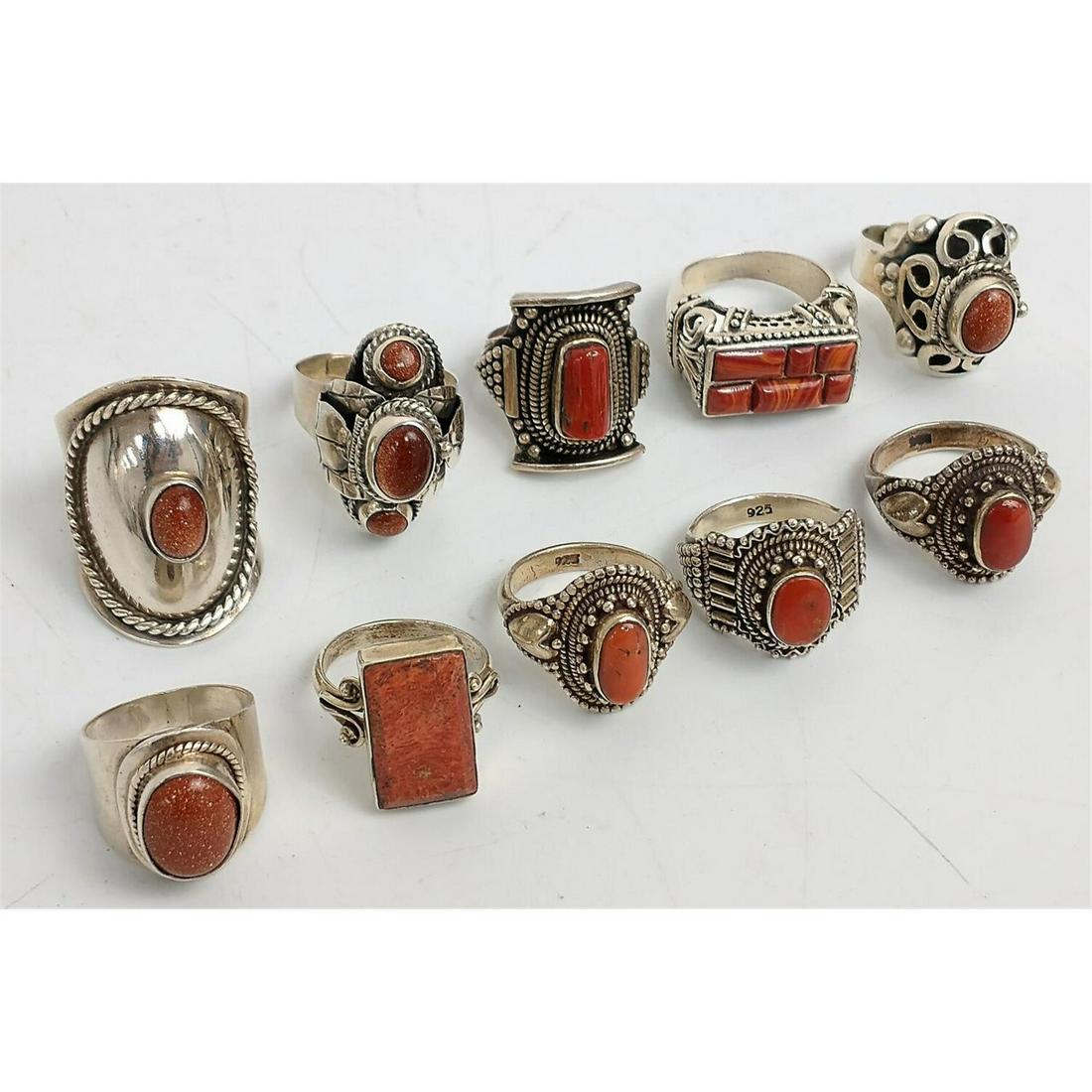 10pc Lot of Sterling Silver &  Stone Rings (1 of 5)