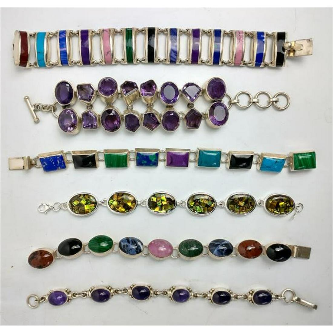 6 Sterling Silver Mexican Bracelets (1 of 4)