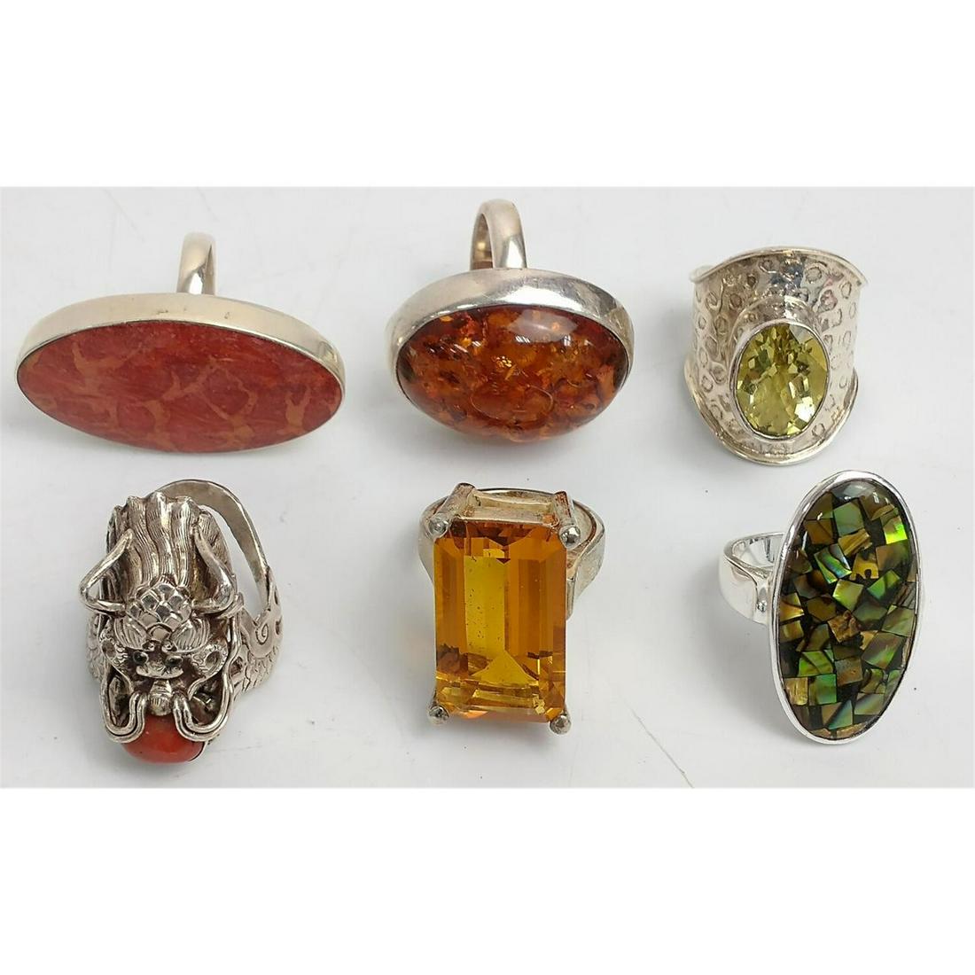 6 Interesting Sterling Silver Rings (1 of 4)