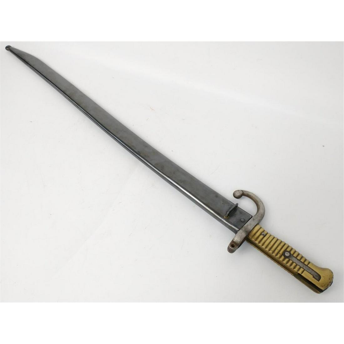 Antique Rifle Sword Bayonet, Possibly Civil War: Antique Rifle Sword Bayonet, Possibly Civil War w/ Metal Scabbard. Condition: As FoundDimensions: L-28.5"Provenance: From a New York City Estate.Please note the absence of a condition report does not 