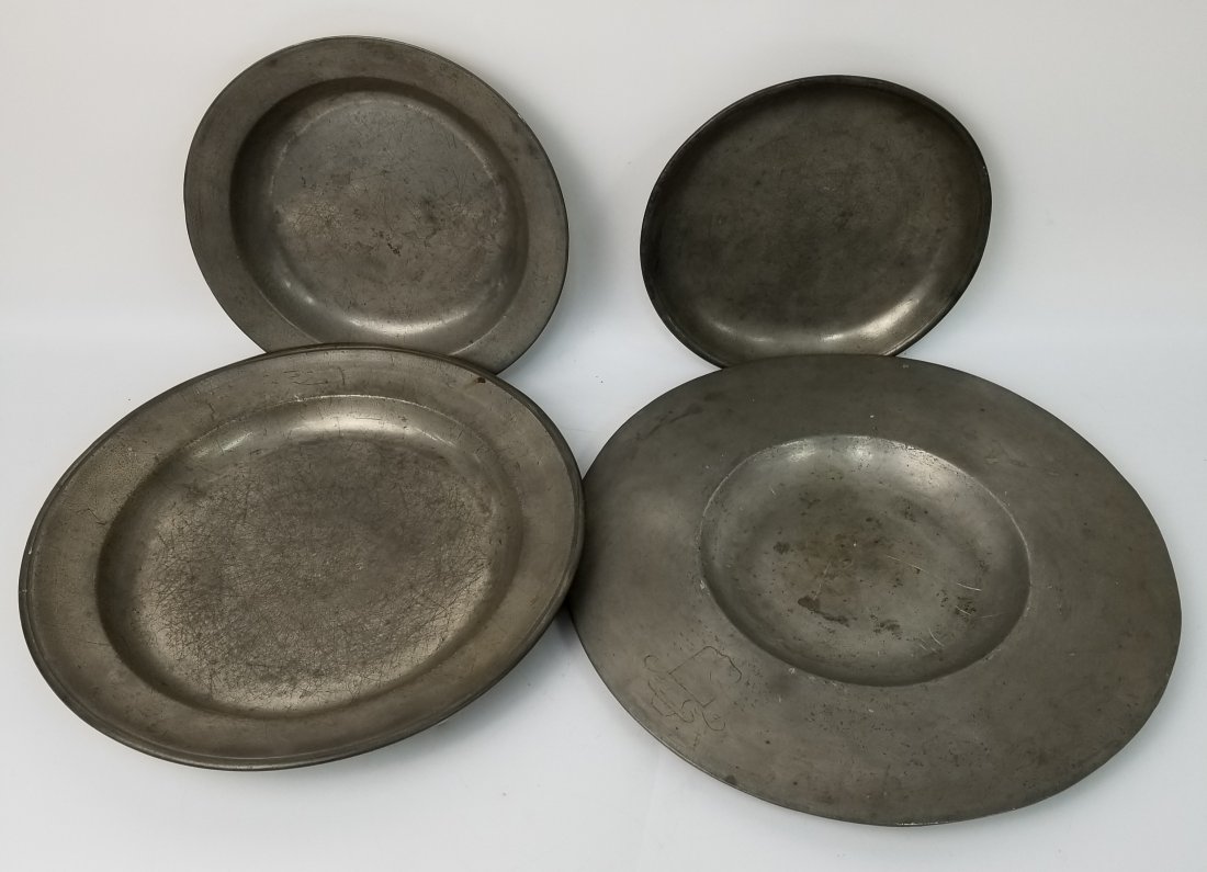 Lot of 4 Antique Judaica Pewter Items, Late 18th C (1 of 8)