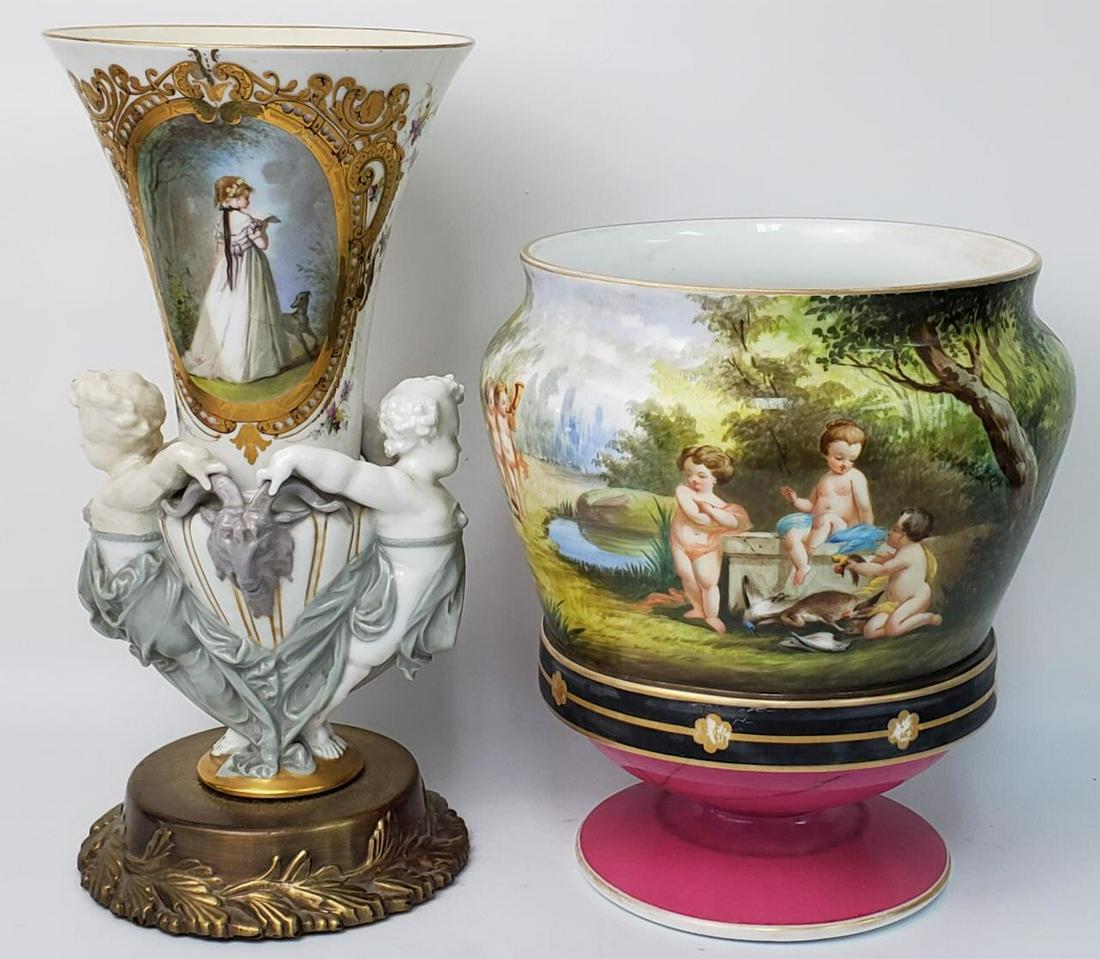 2 Antique Continental Porcelain Vases. Hand Paint (1 of 5)