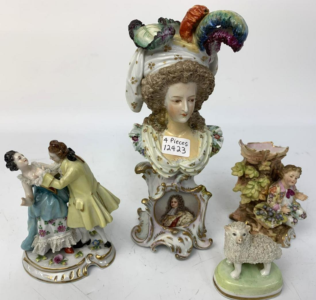 4 Pcs Dresden Hand Painted Porcelain Figural Items (1 of 4)