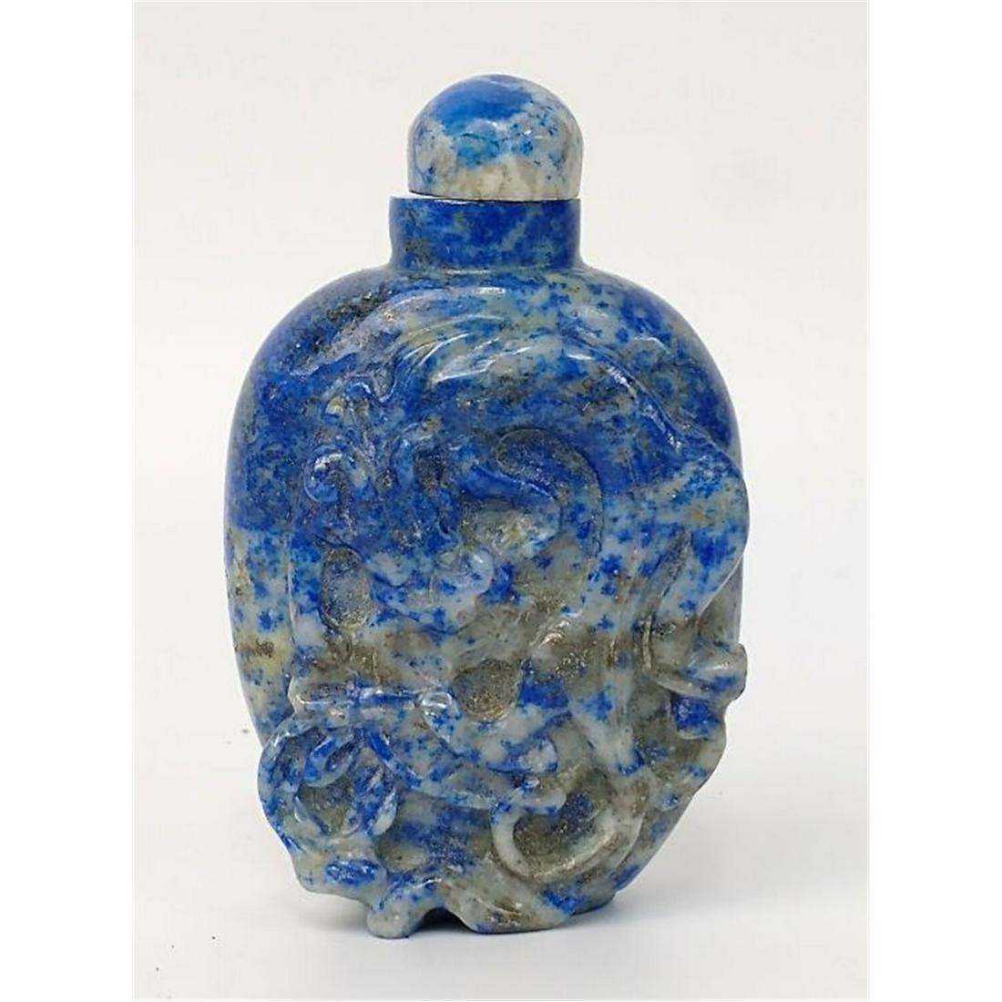 Chinese Carved Lapis Lazuli Snuff Bottle. (1 of 3)
