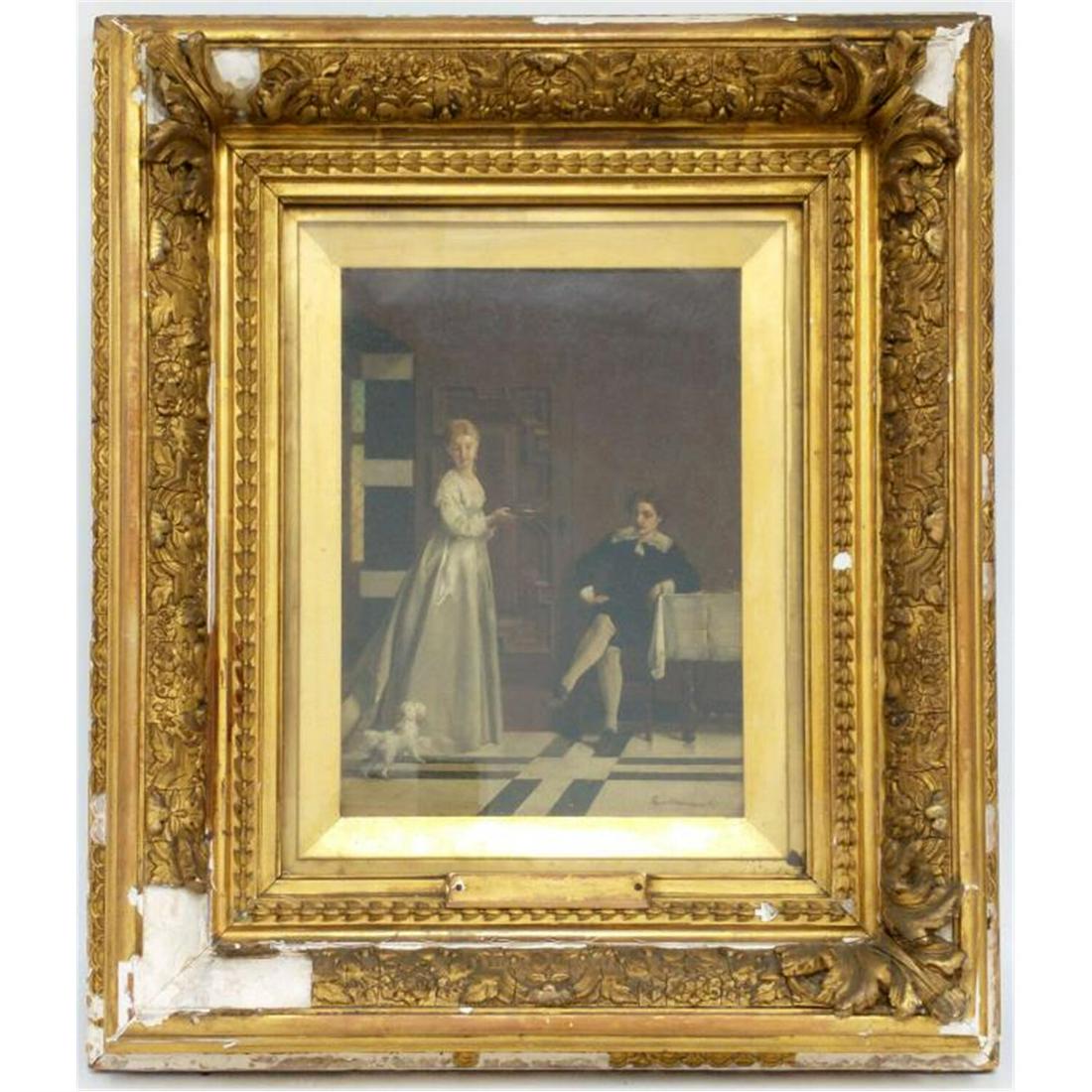 Antique Painting Oil on Board (1 of 6)