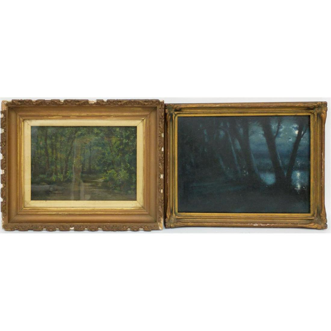 2 Antique Paintings, Oil on Board (1 of 3)
