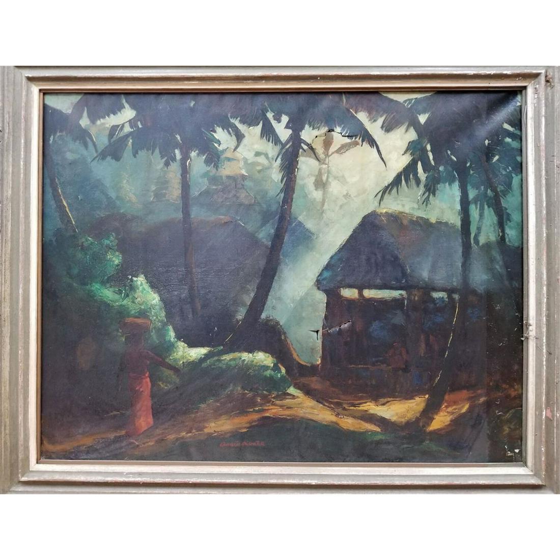 Antique Large Painting Oil on Canvas , George Parker (1 of 7)