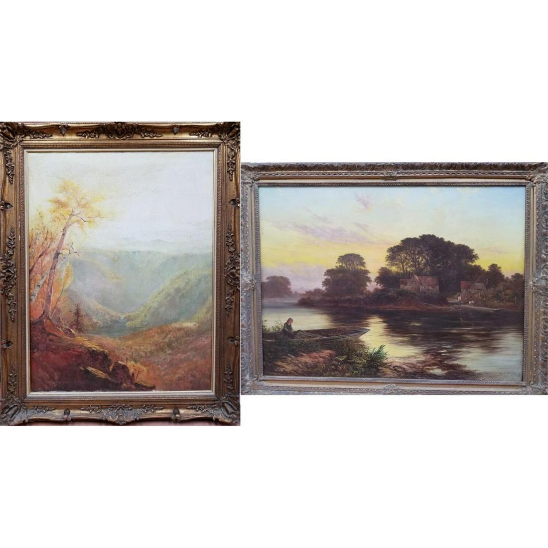 2 Large Paintings Oil on Canvas, 1 Signed (1 of 7)