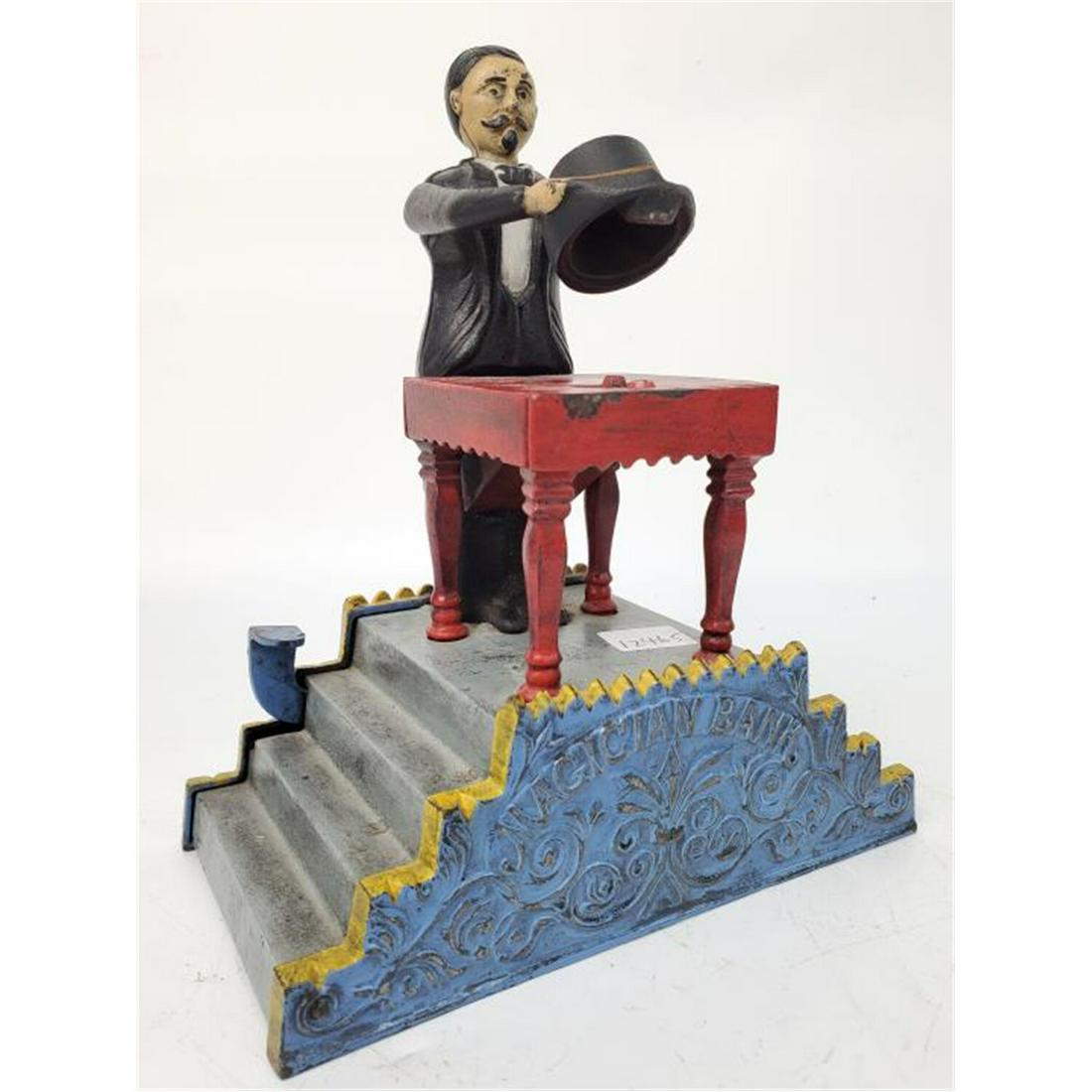 Rare Antique Metal Mechanical Bank (Magician Bank) (1 of 8)