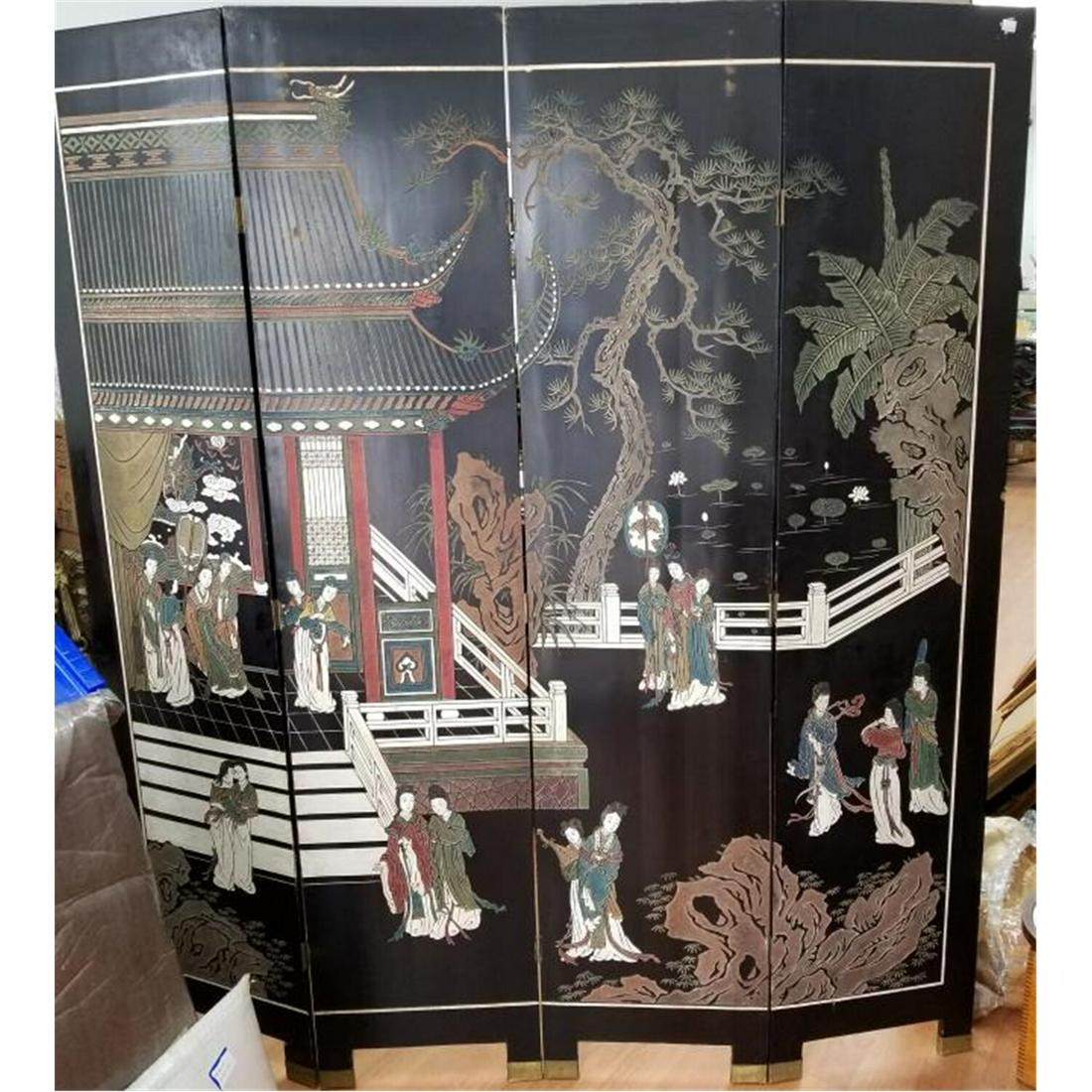 Vintage Chinese Double-Sided 4-Panel Screen (1 of 5)