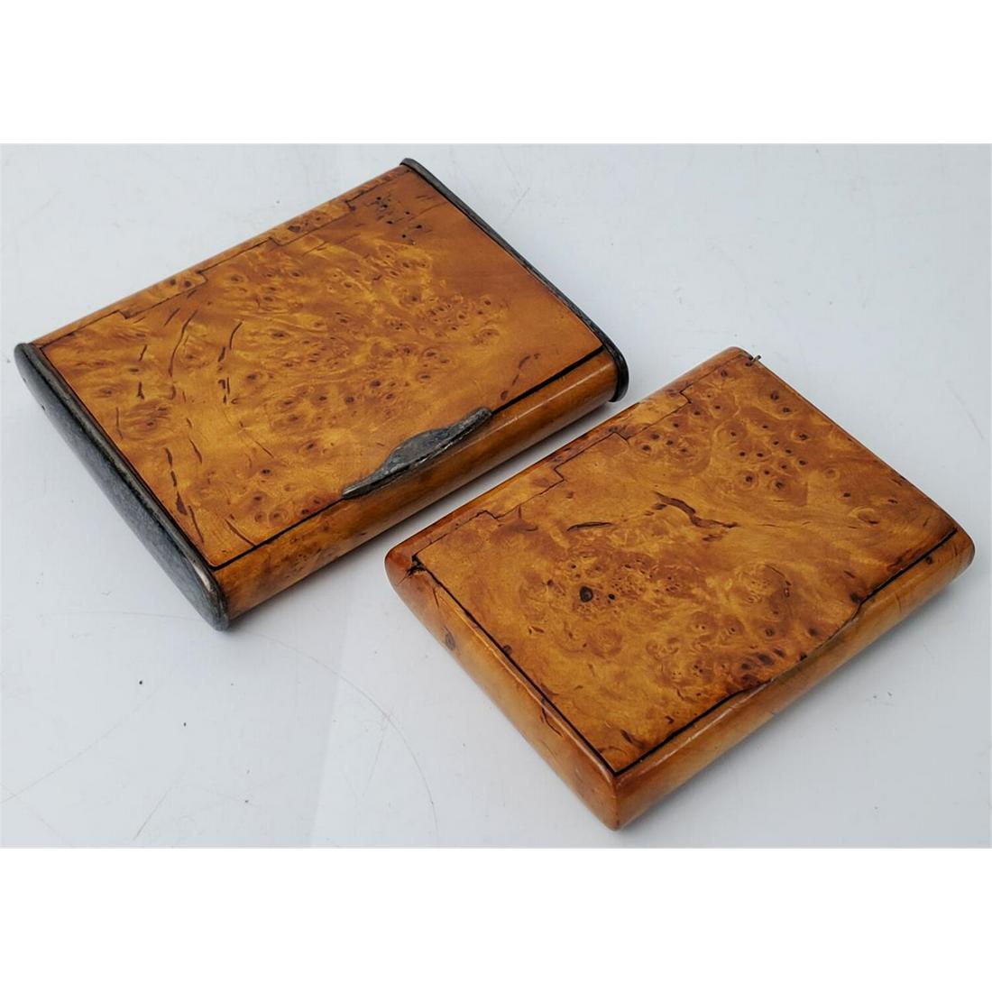 2 Antique Walnut Card Cases 1 Silver mounts (1 of 6)
