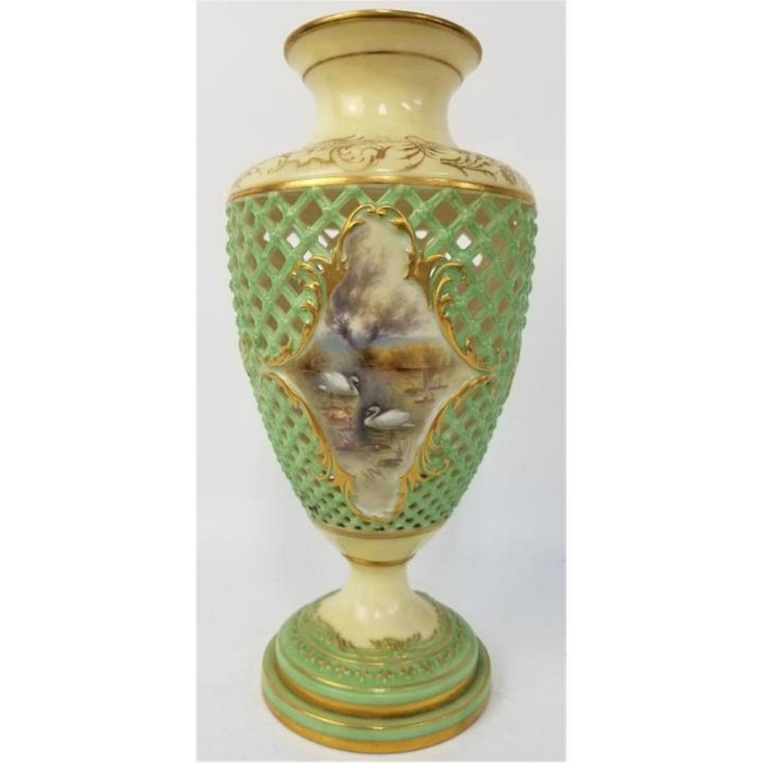 19thC. English Porcelain Reticulated Vase (1 of 7)