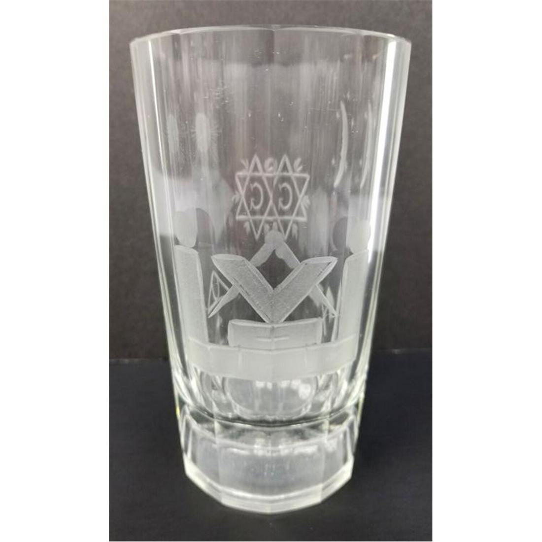 Rare Vintage Masonic Cut Glass Tumbler (1 of 6)