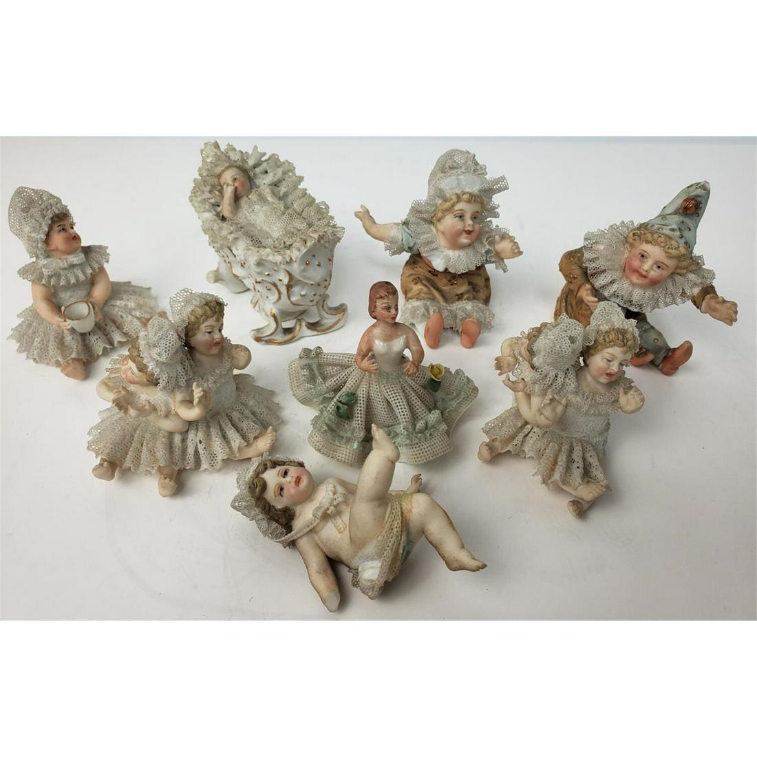 8 Antique Continental Lace Porcelain Miniatures (1 of 4)